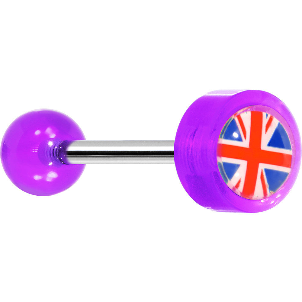 14G 5/8 Purple Acrylic UK British Flag Tongue Ring