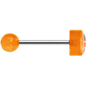14G 5/8 Orange Acrylic UK British Flag Tongue Ring