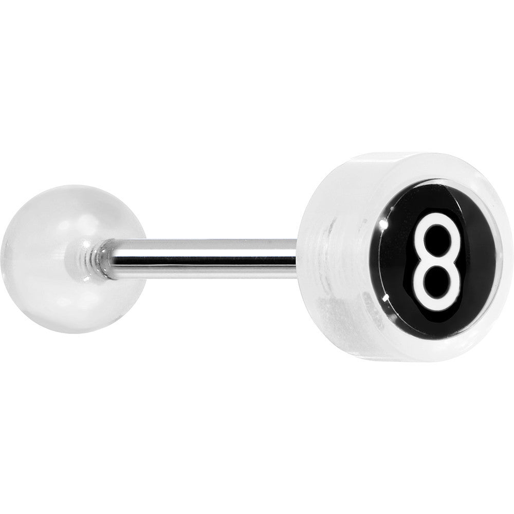 14G 5/8 Clear Acrylic Behind the 8 Ball Tongue Ring