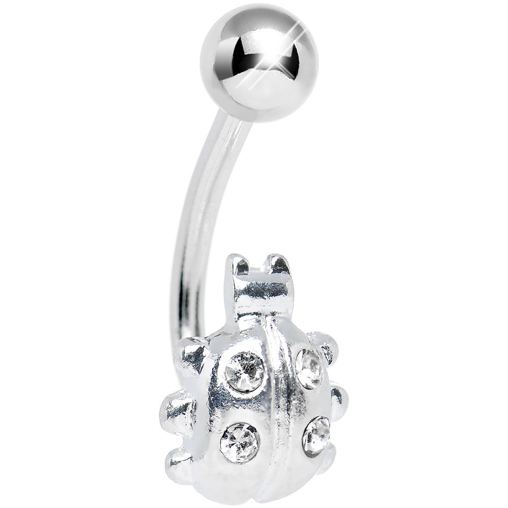 Crystalline Gem Silver Ladybug Belly Ring