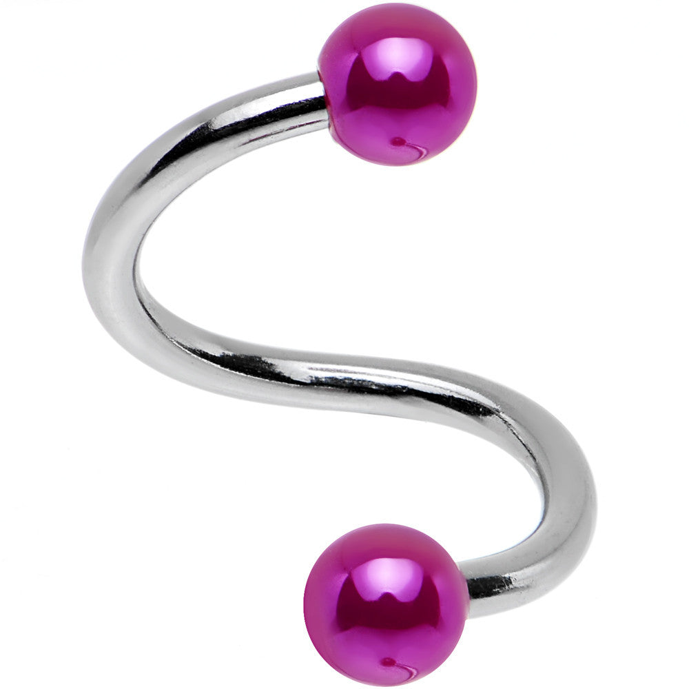 16G 5/16 Steel 3mm Purple Ball Spiral Twister Eyebrow Ring