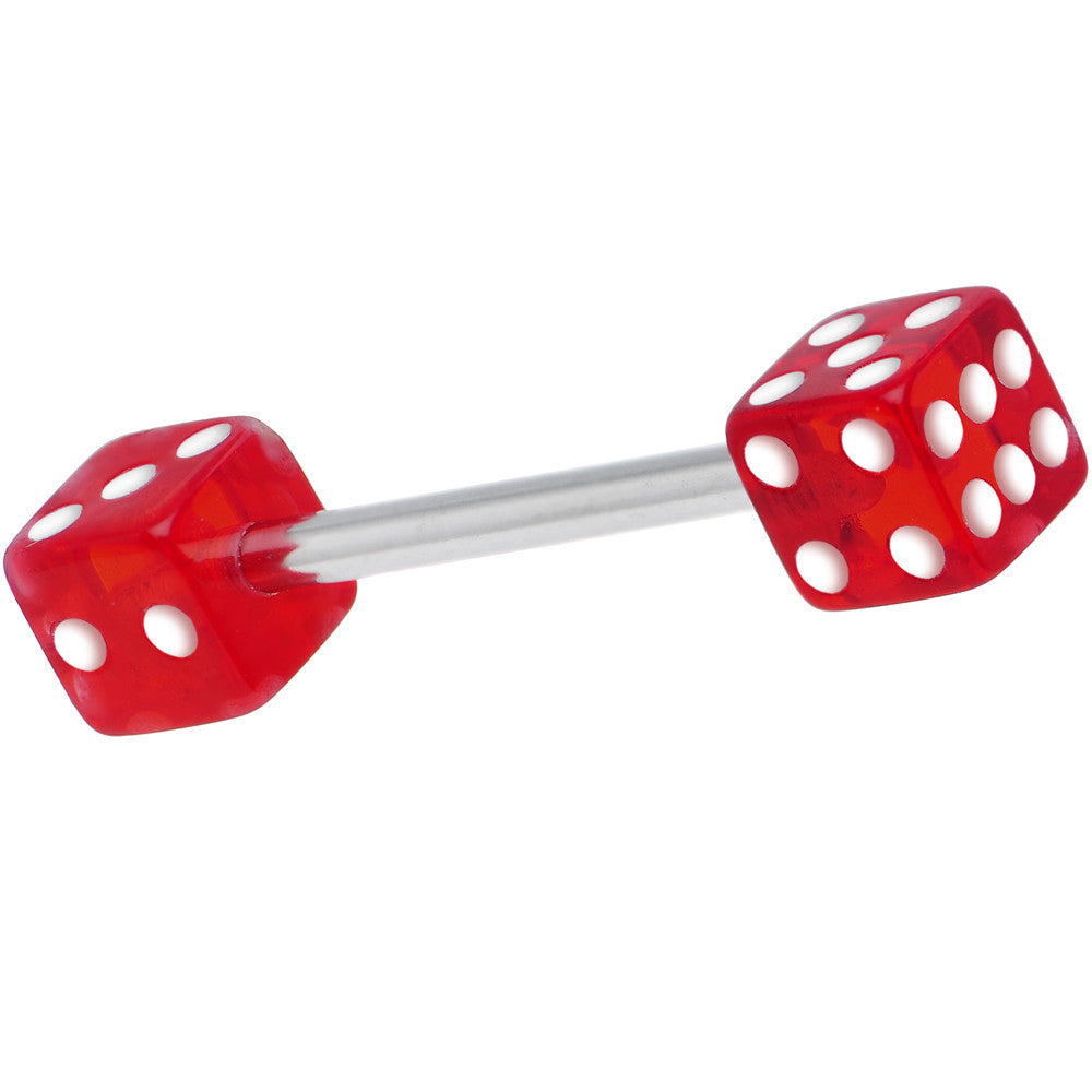 Acrylic Red DICE Barbell Tongue Ring