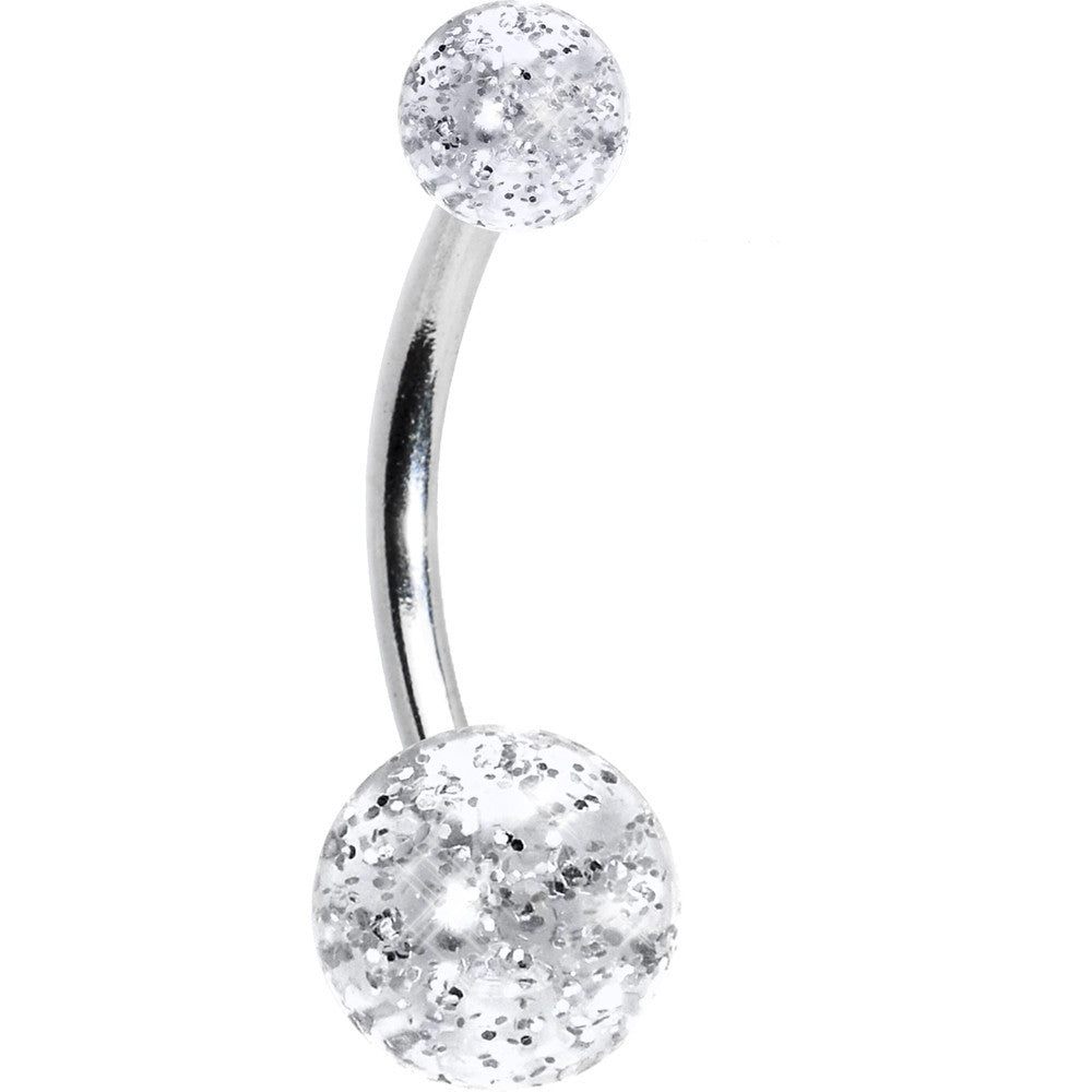 Clear Acrylic Ball Glitter Belly Ring
