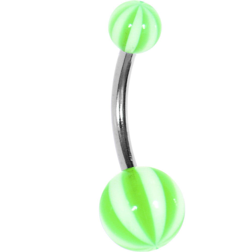 Green White Acrylic Sublime Stripe Beach Ball Belly Ring