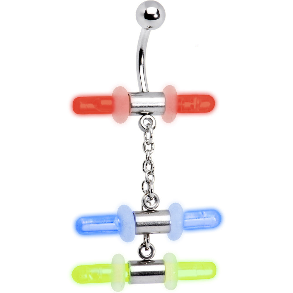 GLOW STICK TRIO Chain Dangle Belly Ring