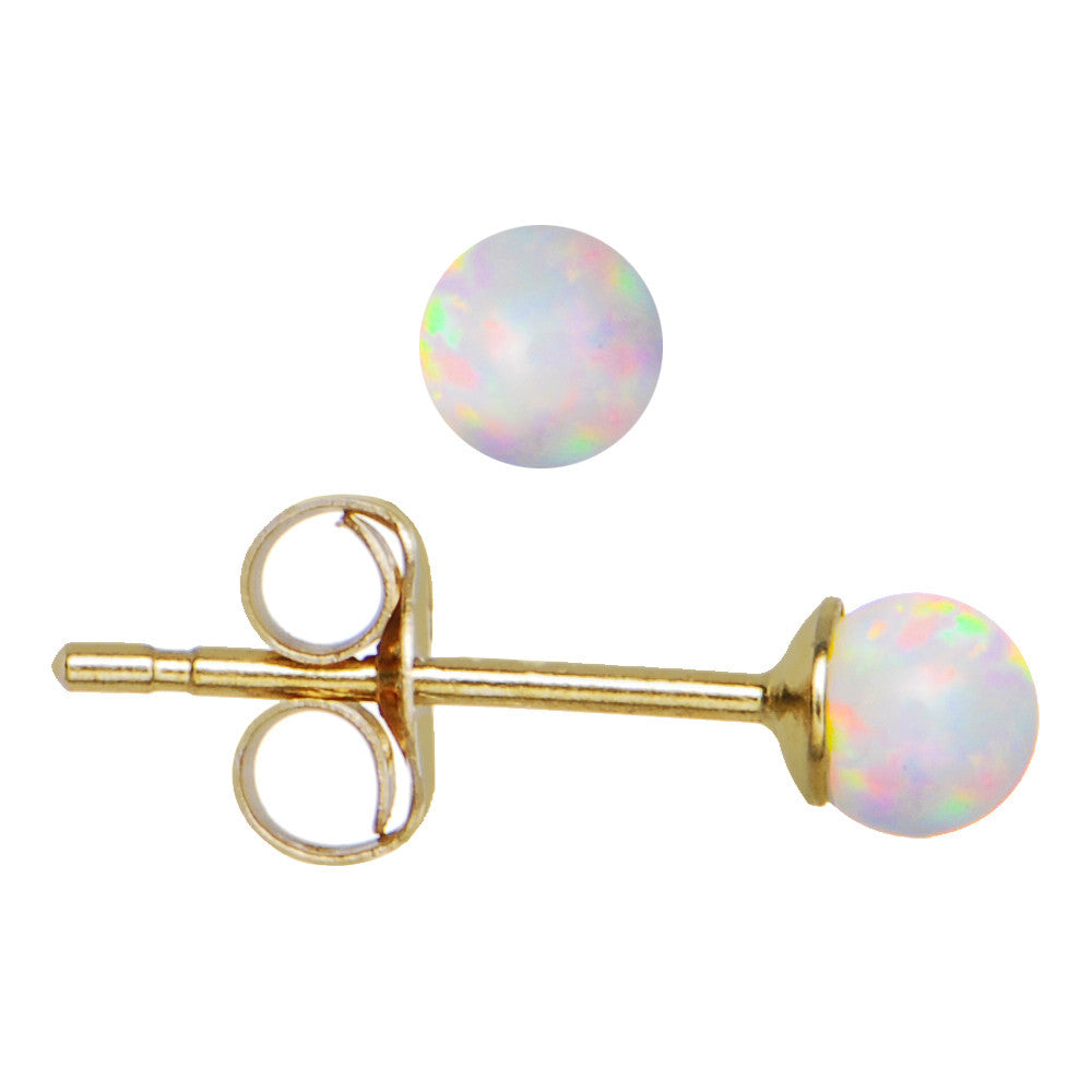 14k Yellow Gold 7mm Synthetic Opal Stud Earrings