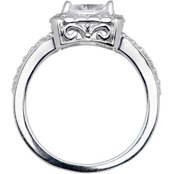 Sterling Silver Princess Cubic Zirconia Ring -2.31 ct tw