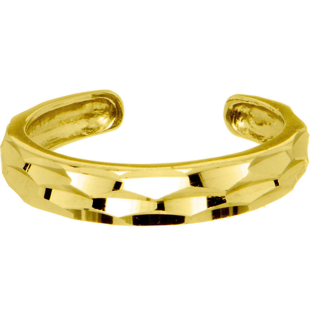 10k Yellow Gold Diamond Cut Band Toe Ring