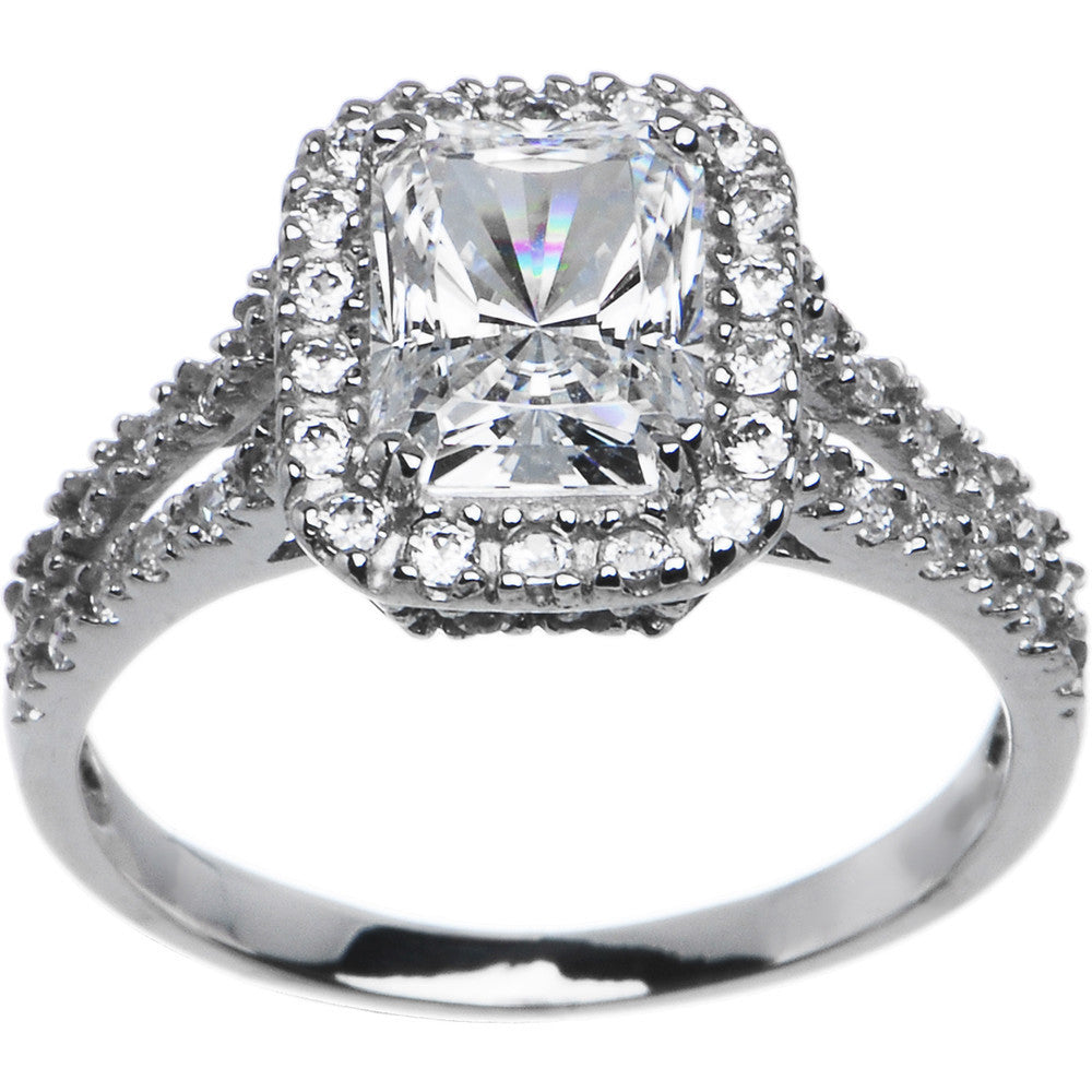 Sterling Silver Emerald Cubic Zirconia Ring -2.25 ct tw