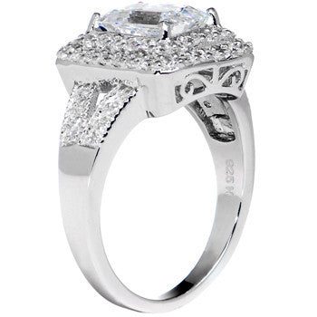 Sterling Silver Emerald Cubic Zirconia Ring -2.25 ct tw