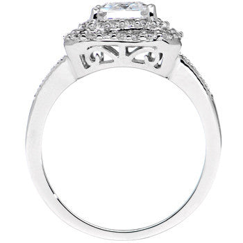 Sterling Silver Emerald Cubic Zirconia Ring -2.25 ct tw