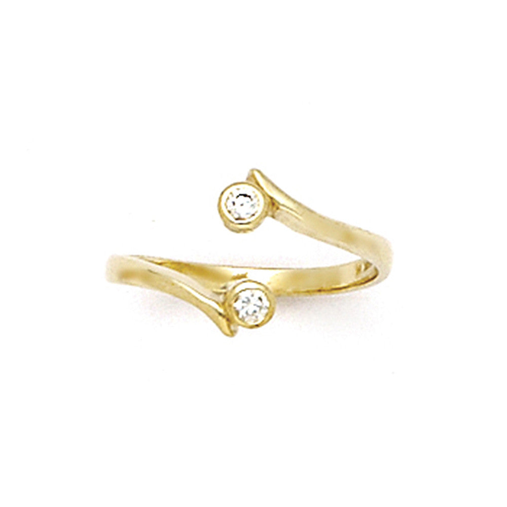 10k Yellow Gold Double Solitaire Cubic Zirconia Toe Ring