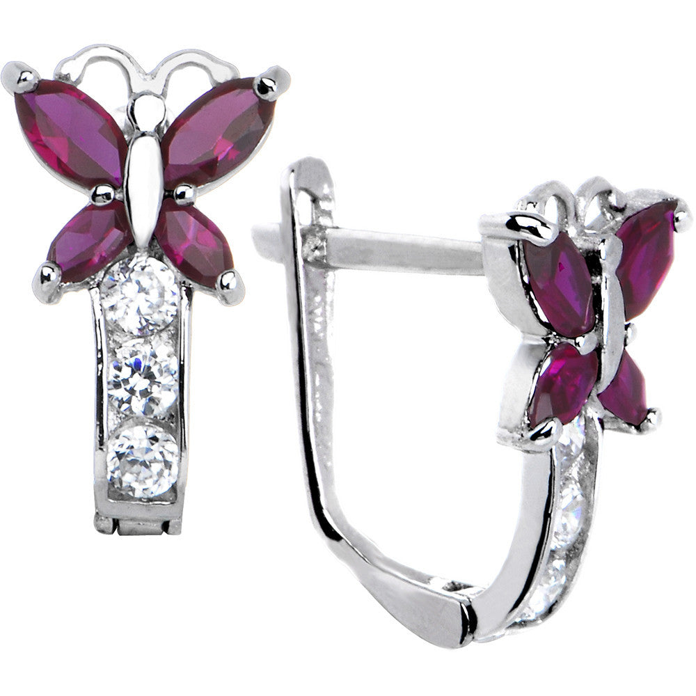 14k Yellow Gold Butterfly December Birthstone Leverback Earrings