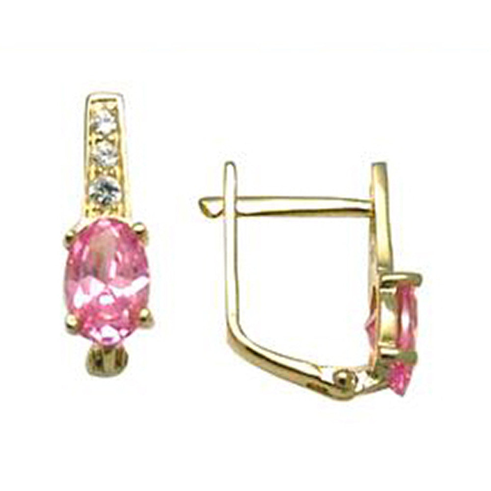 14k Yellow Gold CZ October Birthstone Leverback Earrings