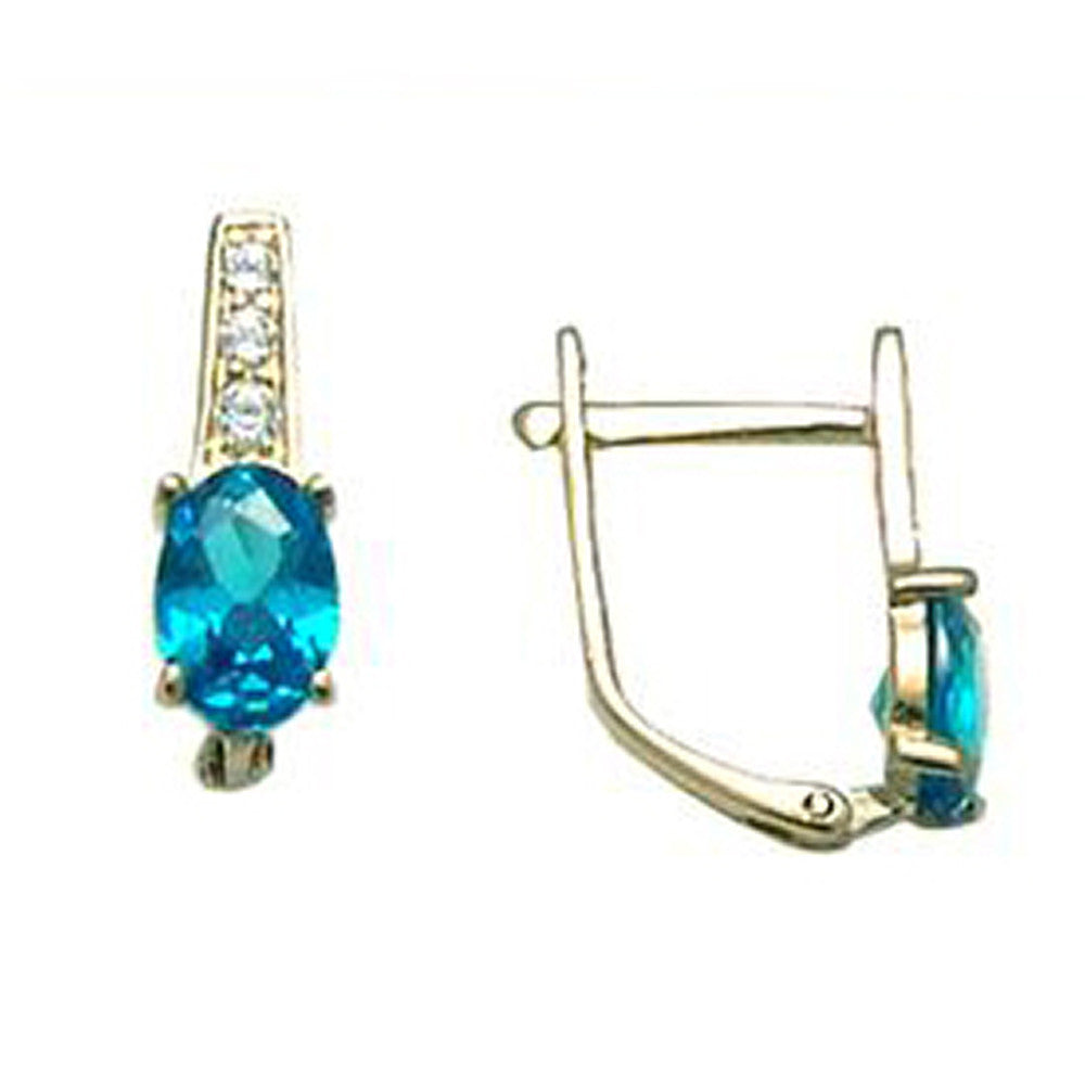14k Yellow Gold CZ December Birthstone Leverback Earrings