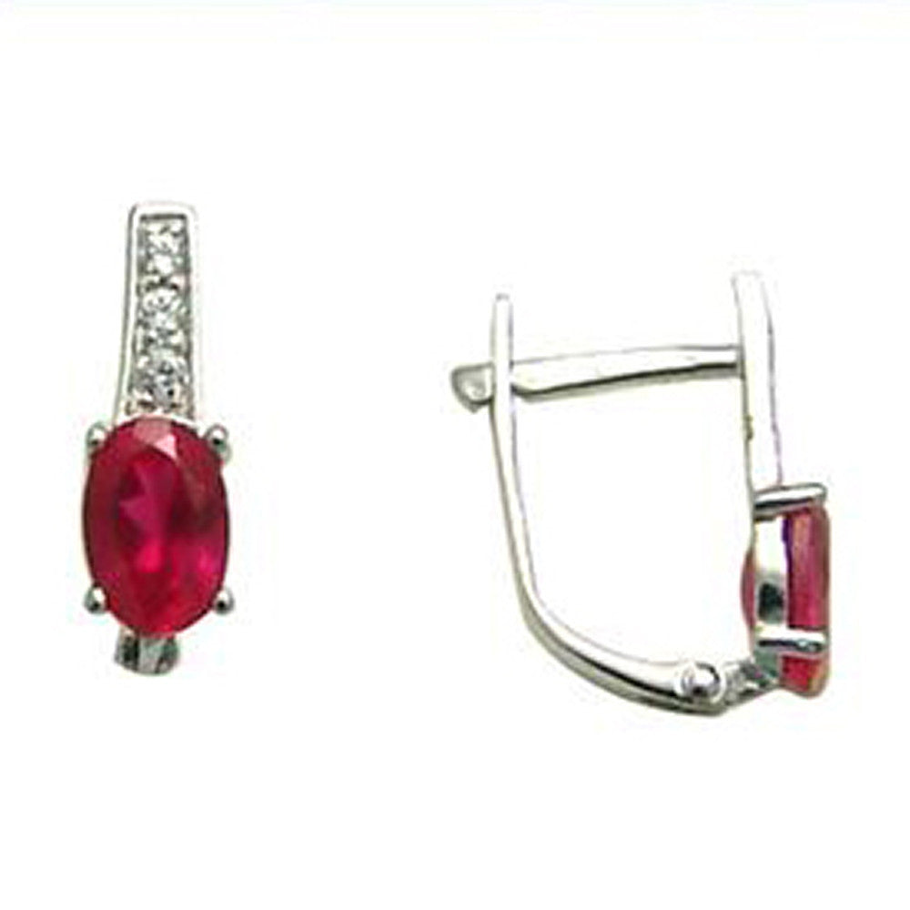 14k White Gold CZ July Birthstone Leverback Earrings