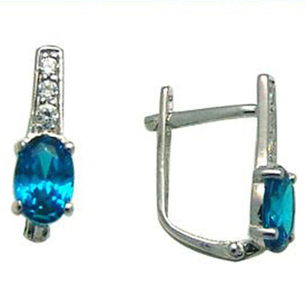 14k White Gold CZ December Birthstone Leverback Earrings