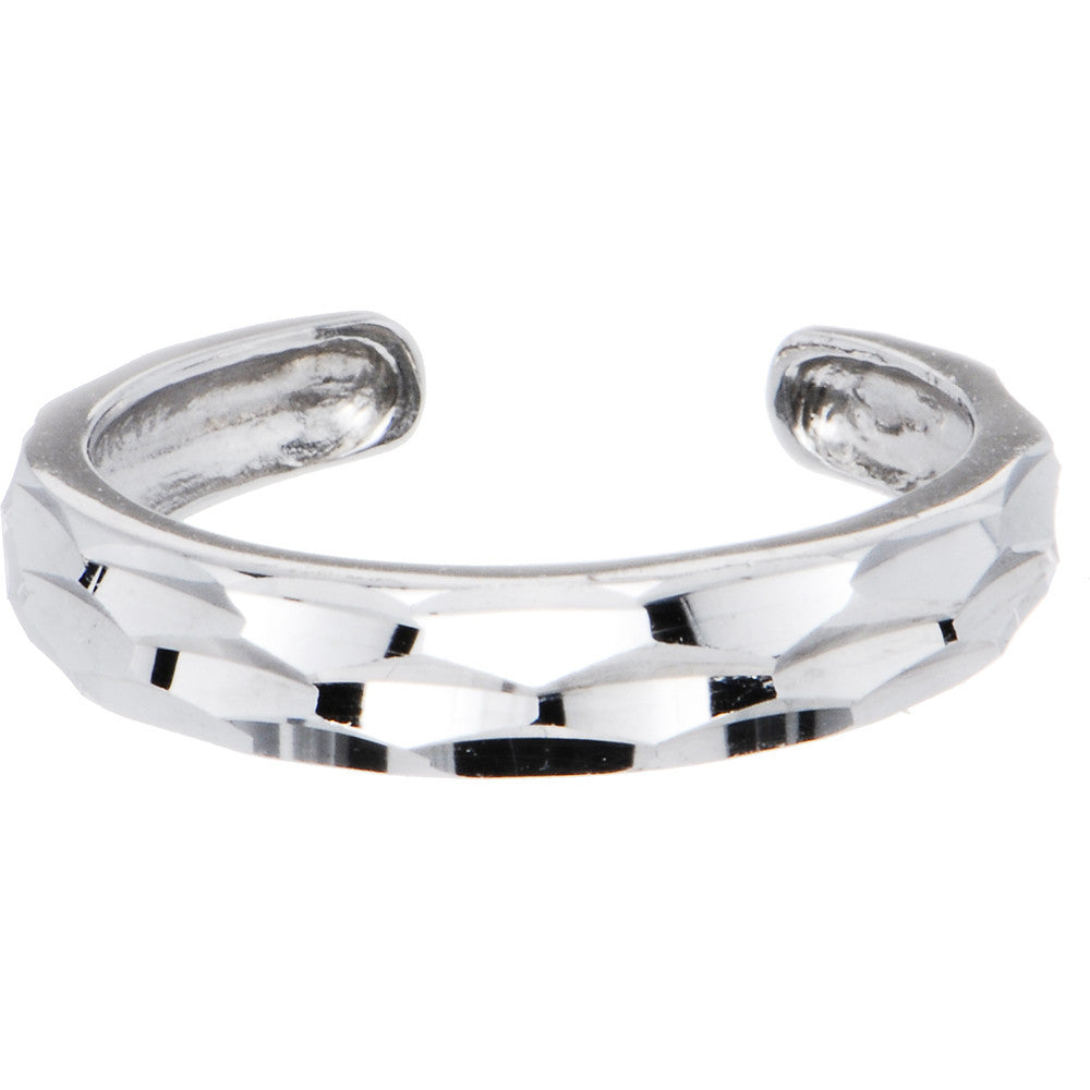 10k White Gold Diamond Cut Band Toe Ring