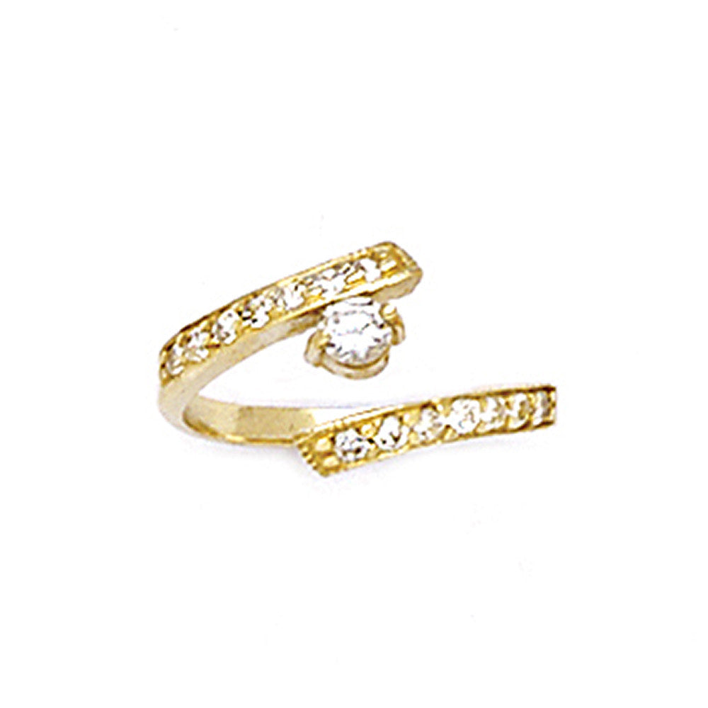 10k Yellow Gold CZ Paved Solitaire Toe Ring