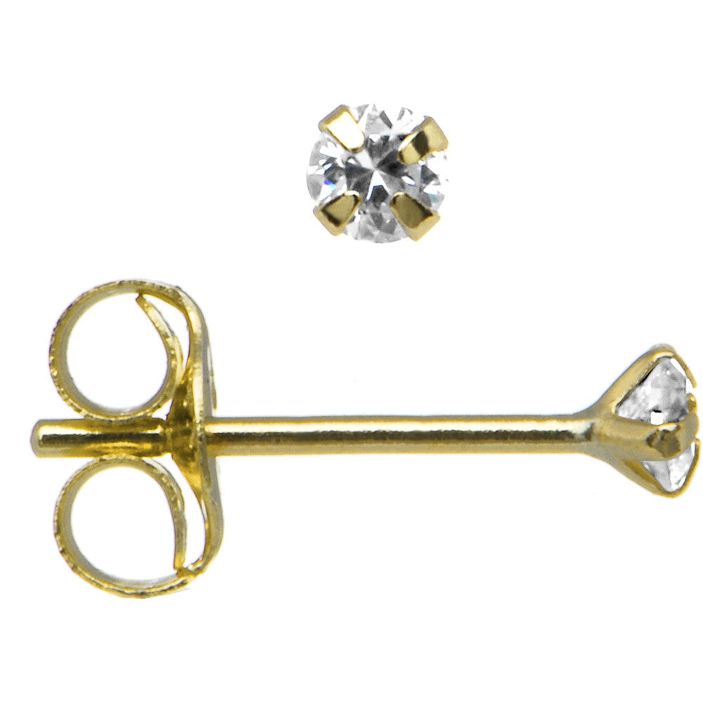 14k Yellow Gold .03 ct Cubic Zirconia Round Earrings