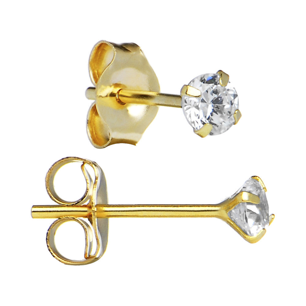 14kt Yellow Gold .06 ct Cubic Zirconia Round Earrings