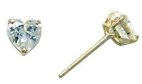 14k Yellow Gold .23ct Basket Set Heart CZ Stud Earrings