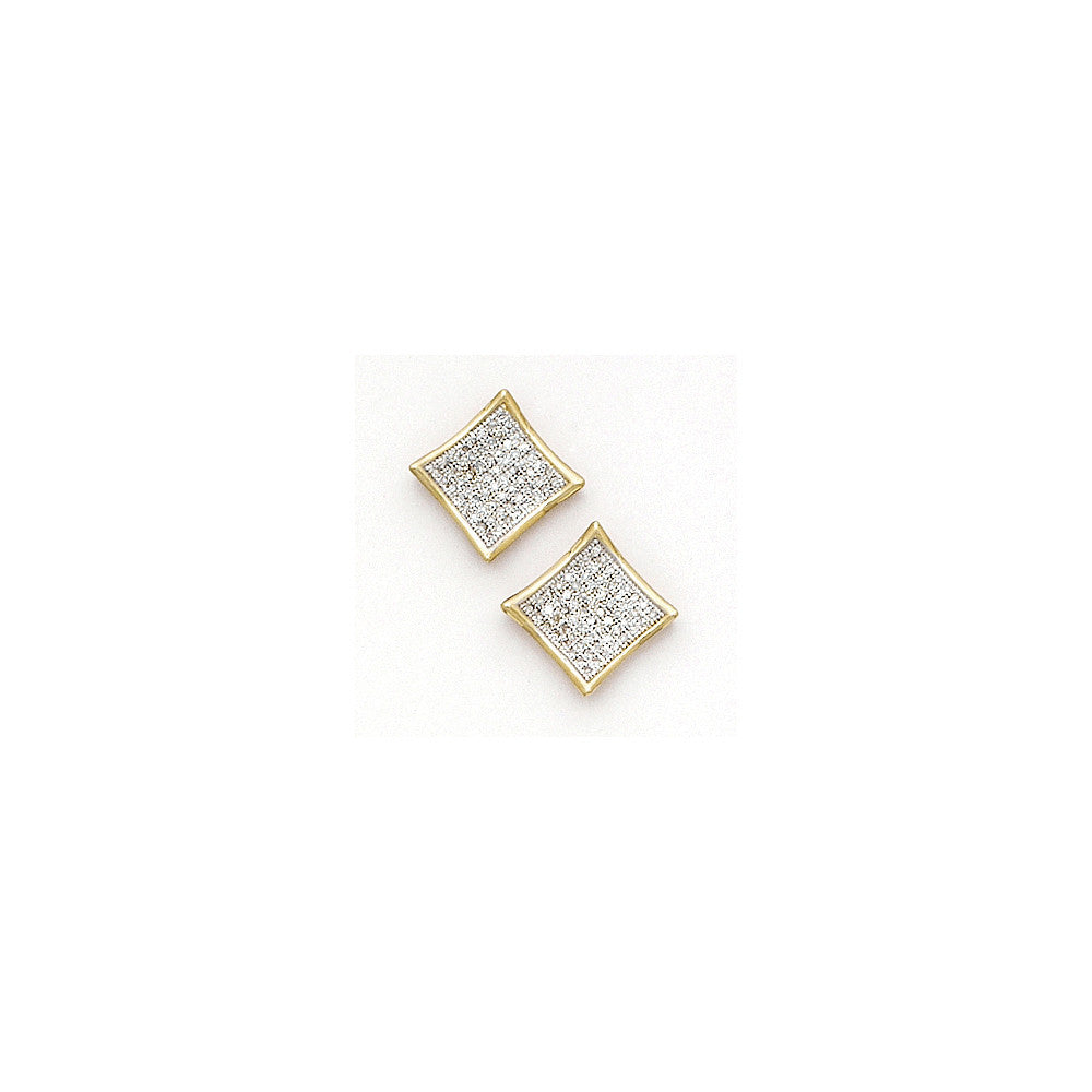 Solid 14kt Yellow Gold .25 Carat Micro Pav+ﾬ Genuine Diamond Earrings