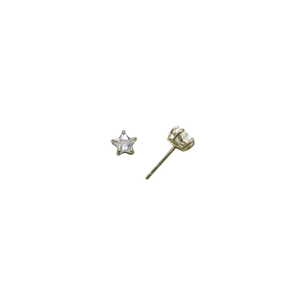 14k Yellow Gold .23ct Basket Set Star CZ Stud Earrings