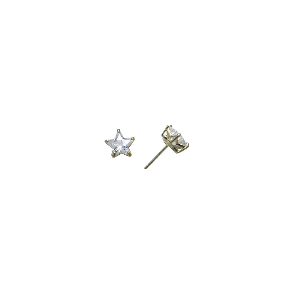 14k Yellow Gold .80ct Basket Set Star CZ Stud Earrings