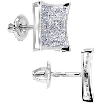 Solid 14k White Gold .33 Carat Micro Pav+ᆲ Genuine Diamond Earrings