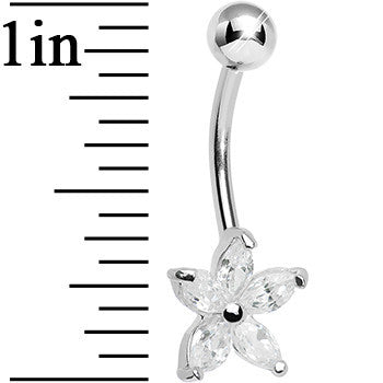 925 Sterling Silver Cubic Zirconia Lily Belly Ring