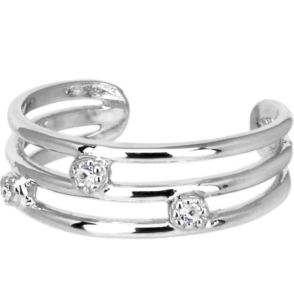 Solid 14k White Gold .03 Carat Genuine Diamond Toe Ring