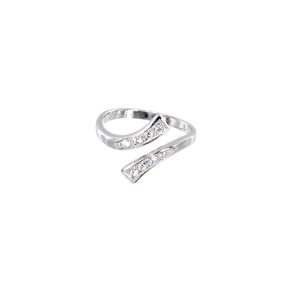 Solid 14kt White Gold .08 Carat Genuine Diamond Paved Toe Ring