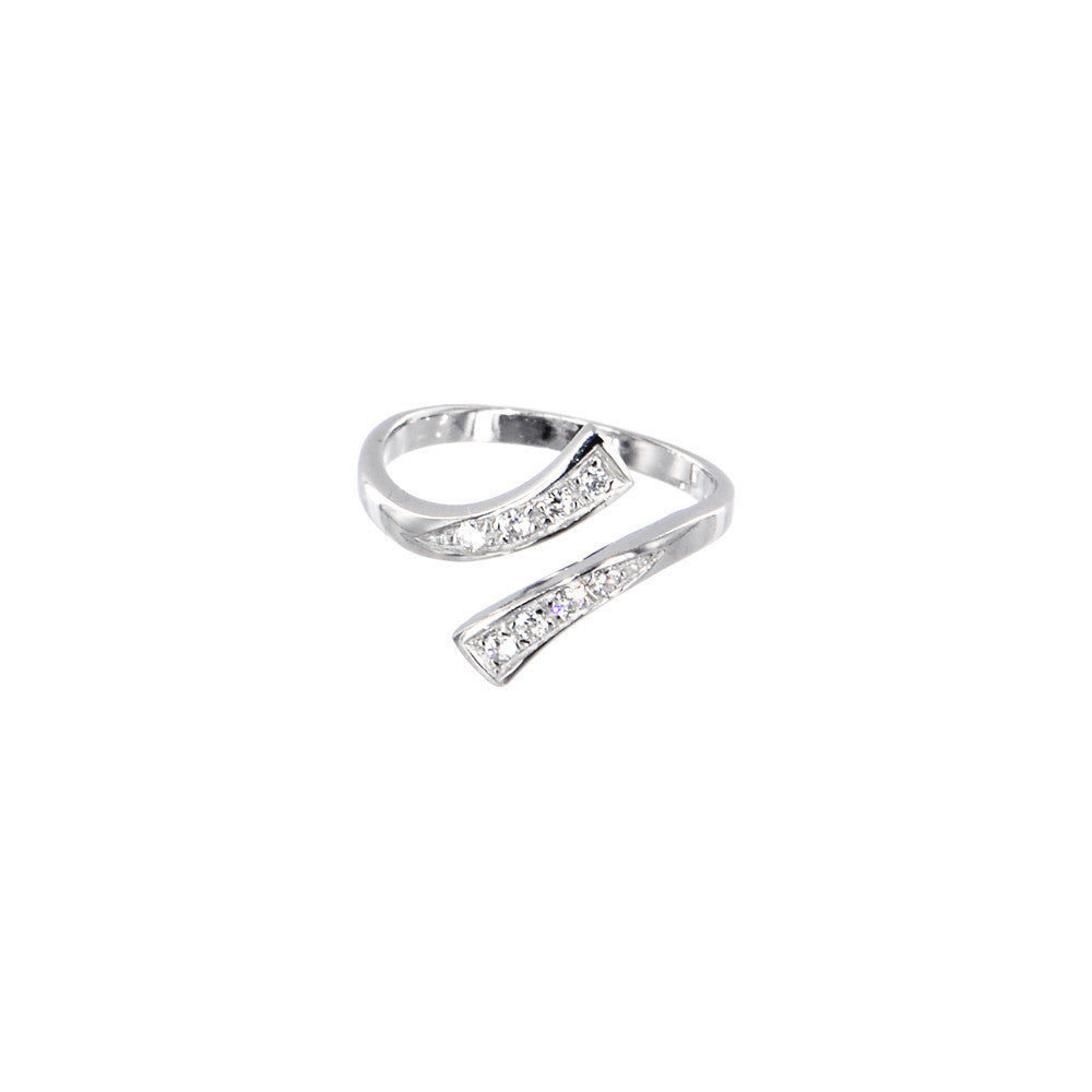 Solid 14k White Gold .08 Carat Genuine Diamond Paved Toe Ring