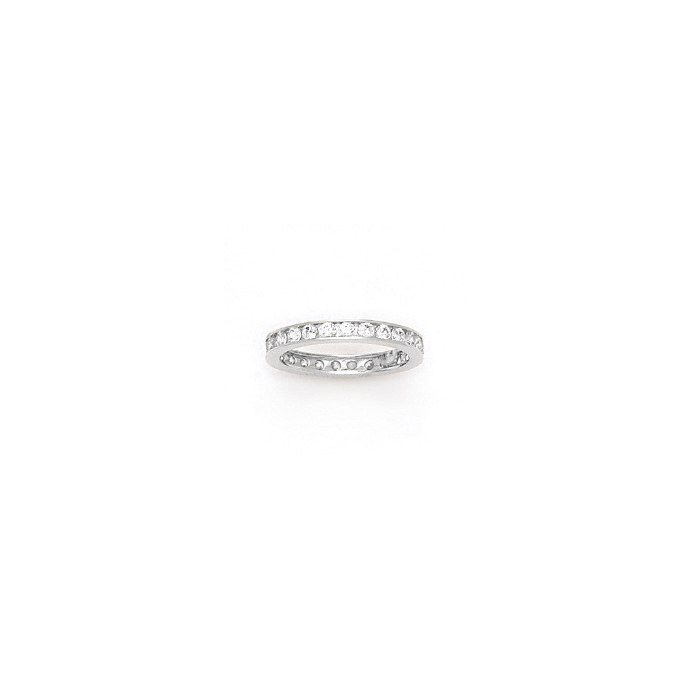 Solid 14k White Gold Cubic Zirconia Eternity Toe Ring - Size 4.5