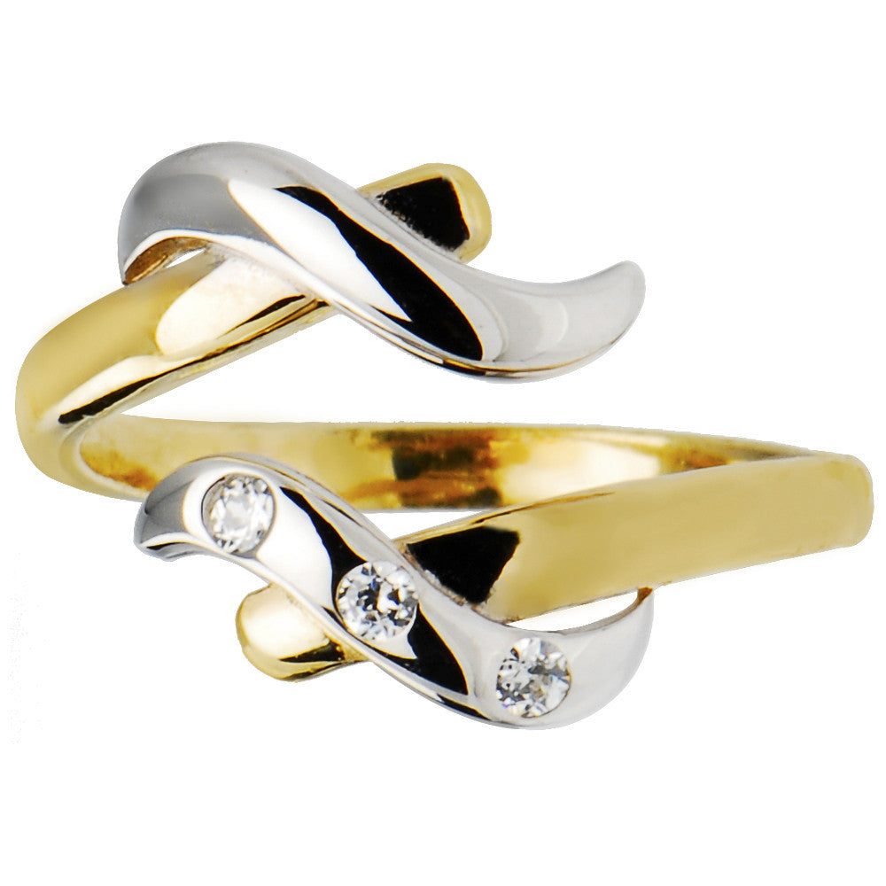 Solid 14kt Yellow White Gold Elegant Cubic Zirconia Toe Ring