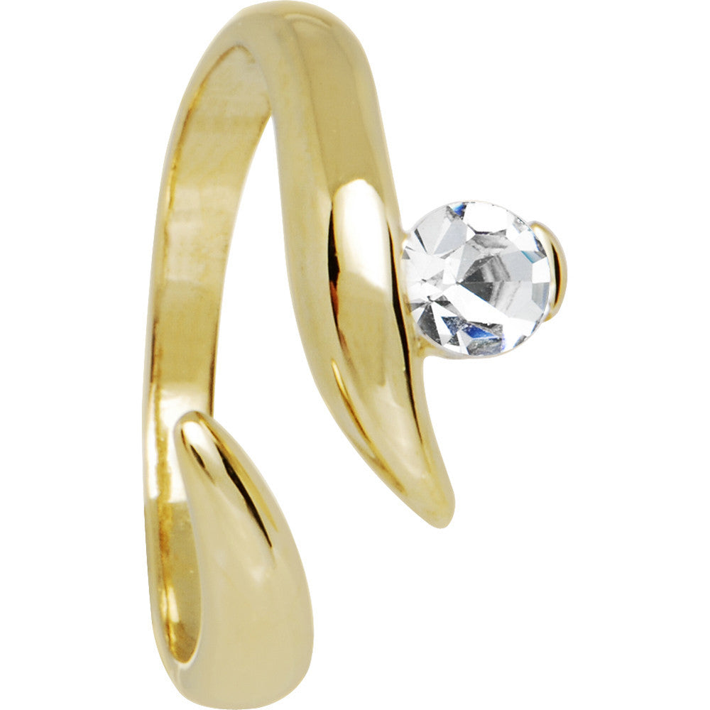 Solid 14k Yellow Gold Solitaire Cubic Zirconia Toe Ring