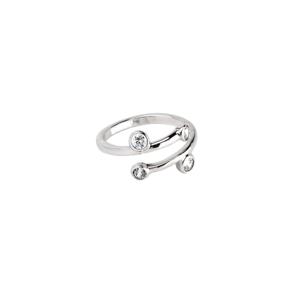 Solid 14k White Gold Cubic Zirconia Spiral Toe Ring