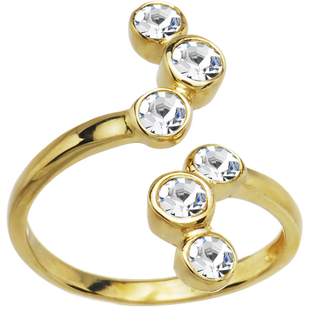 Solid 14k Yellow Gold Cubic Zirconia Bubbles Toe Ring