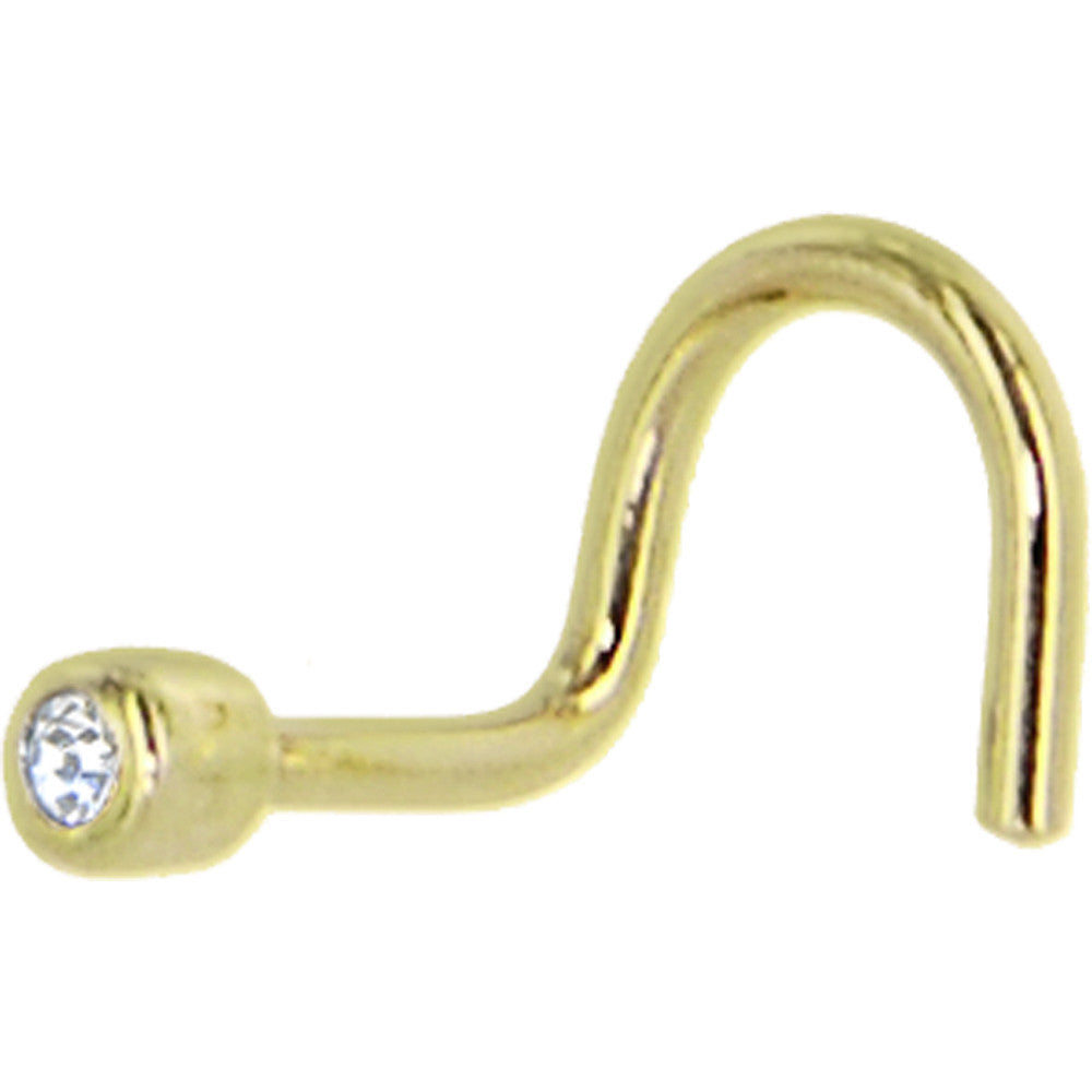 Solid 14k Yellow Gold 1.5mm Cubic Zirconia Nose Screw
