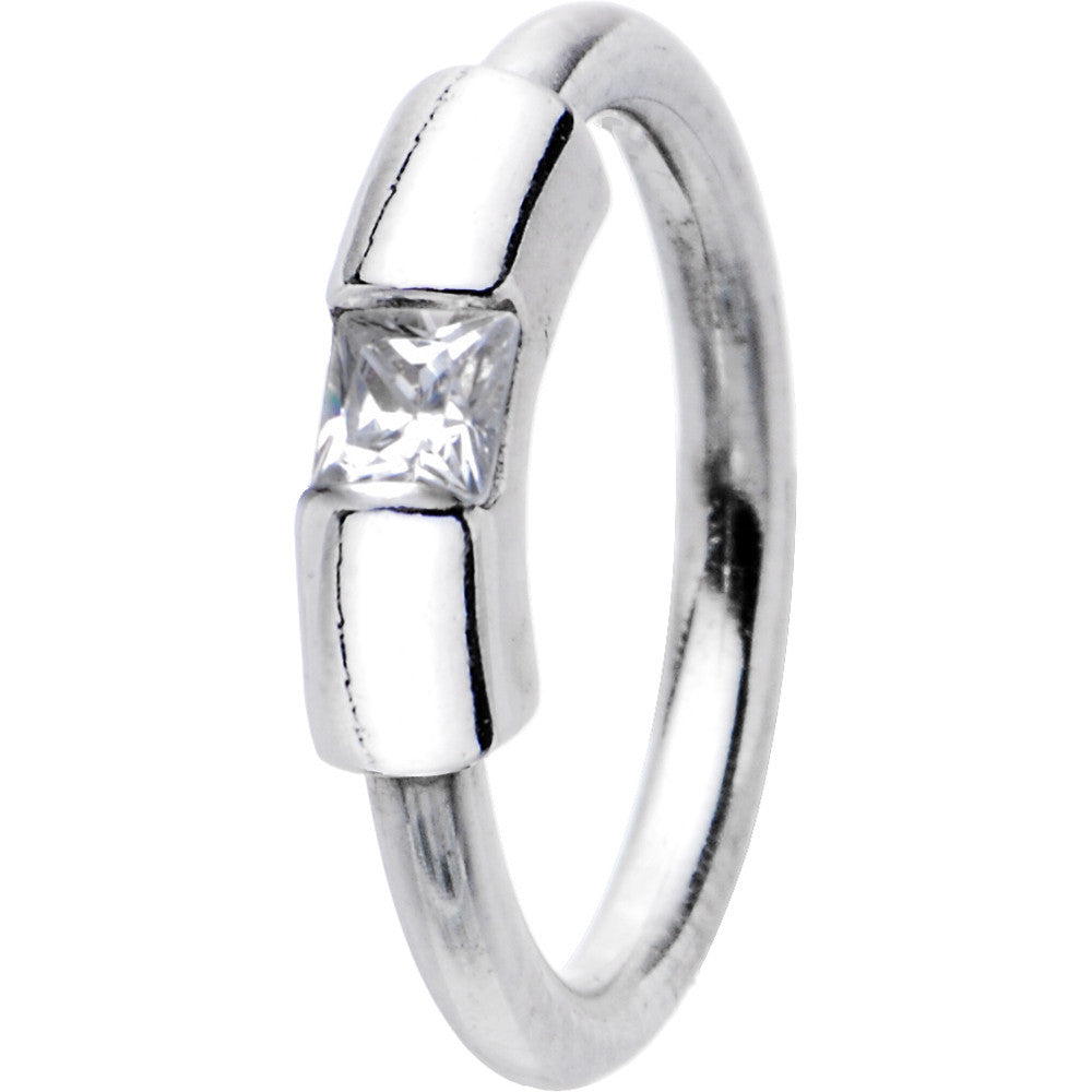 14G 3/8 Solid 14K White Gold Clear CZ Captive Ring