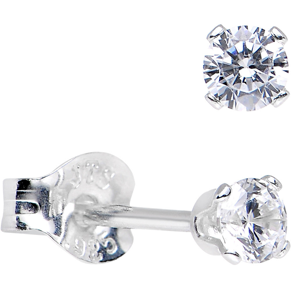 Sterling Silver .05 ct Cubic Zirconia Round Stud Earrings