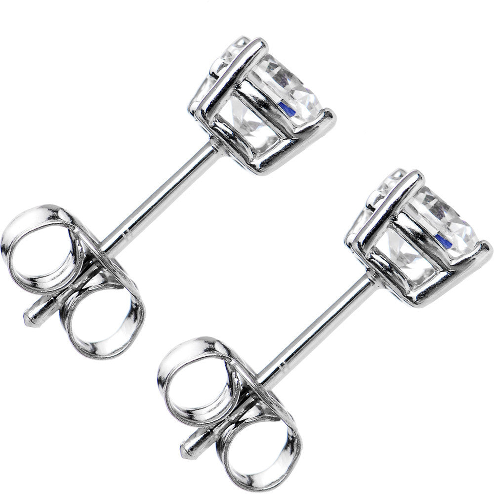 Sterling Silver .47 ct Basket-Set Cubic Zirconia Stud Earrings
