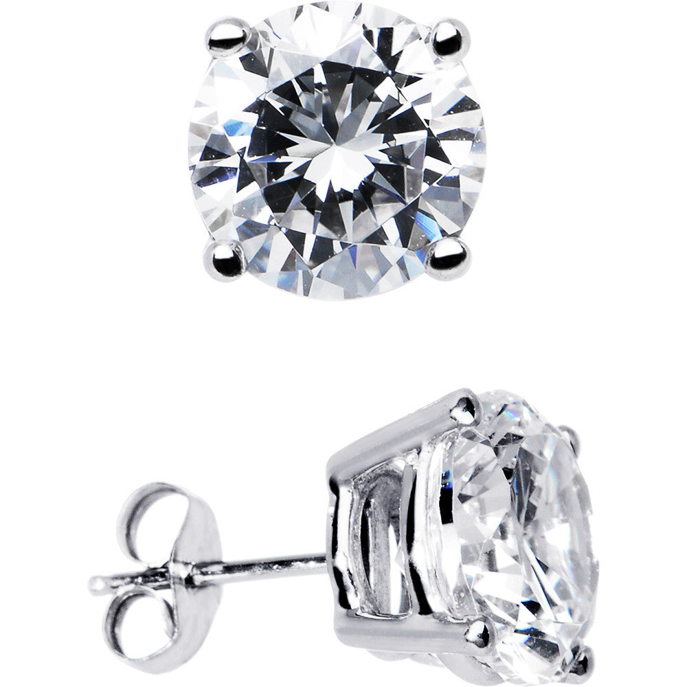 Sterling Silver 2.65 ct Basket-Set Cubic Zirconia Stud Earrings