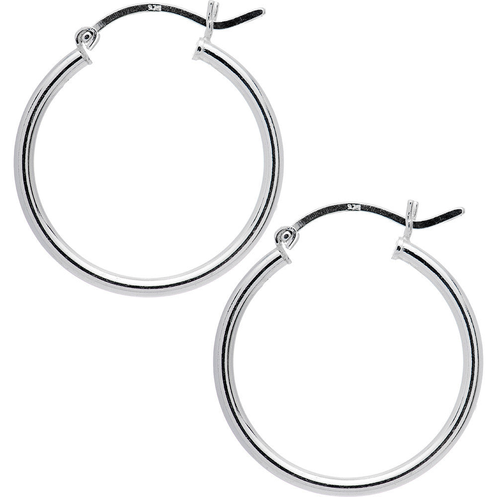 925 Sterling Silver 1 Inch Hoop Earrings