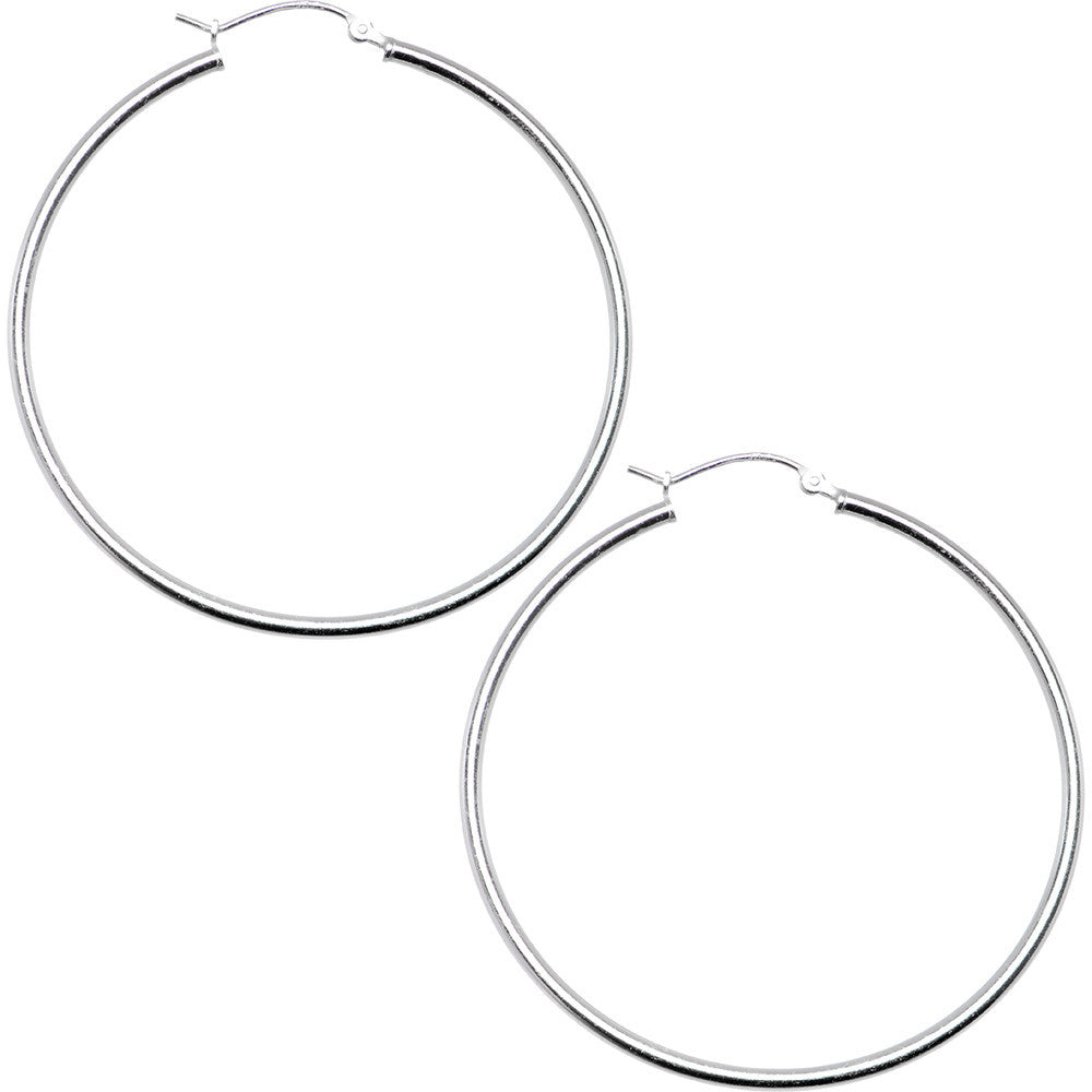925 Sterling Silver 1 3/4 Inch Hoop Earrings