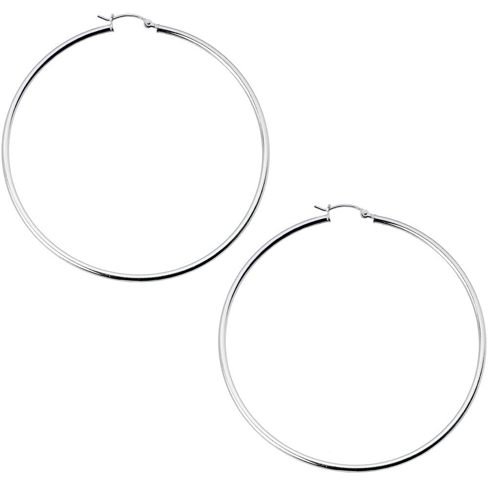 925 Sterling Silver 2 1/2 Inch Hoop Earrings