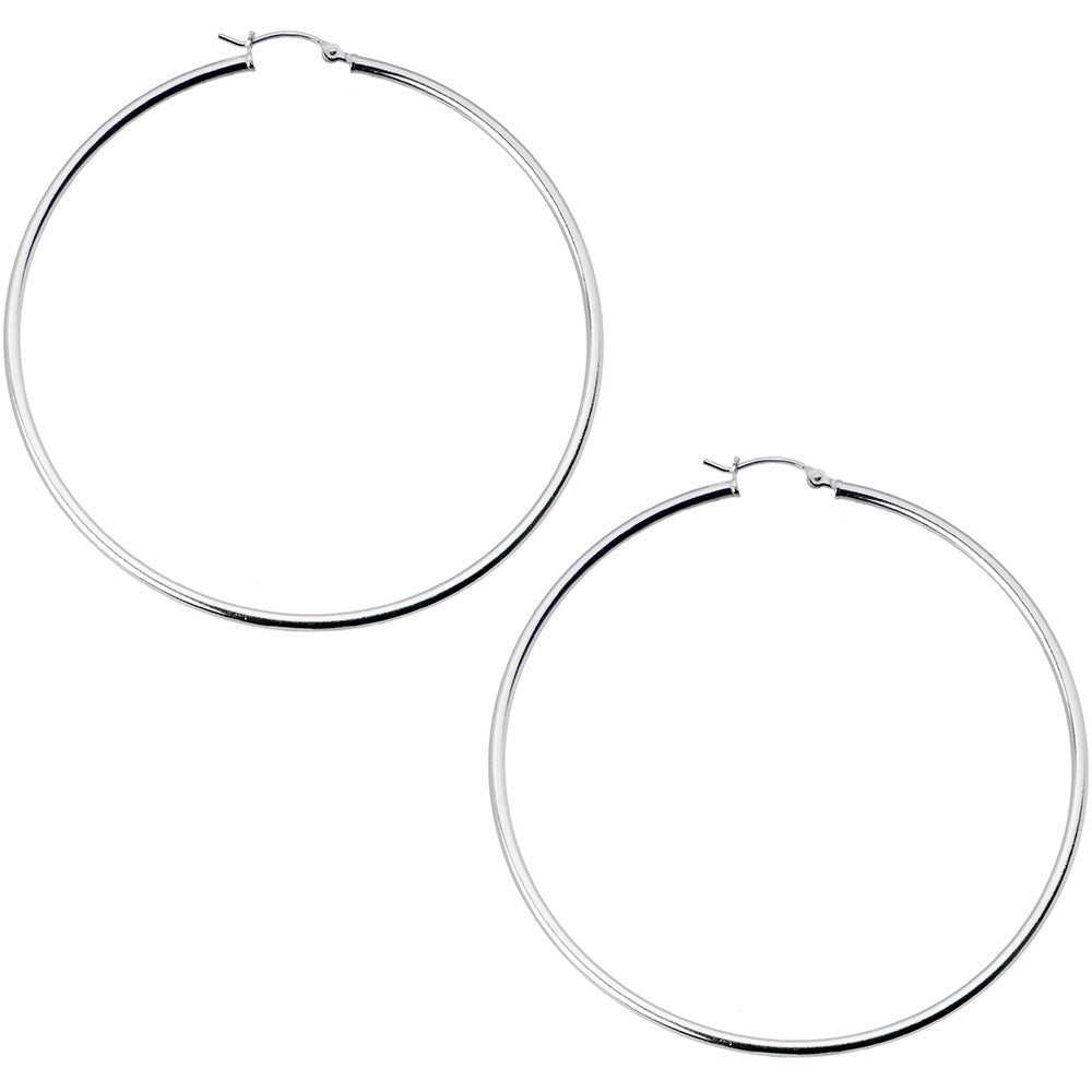 925 Sterling Silver 2 1/2 Inch Hoop Earrings