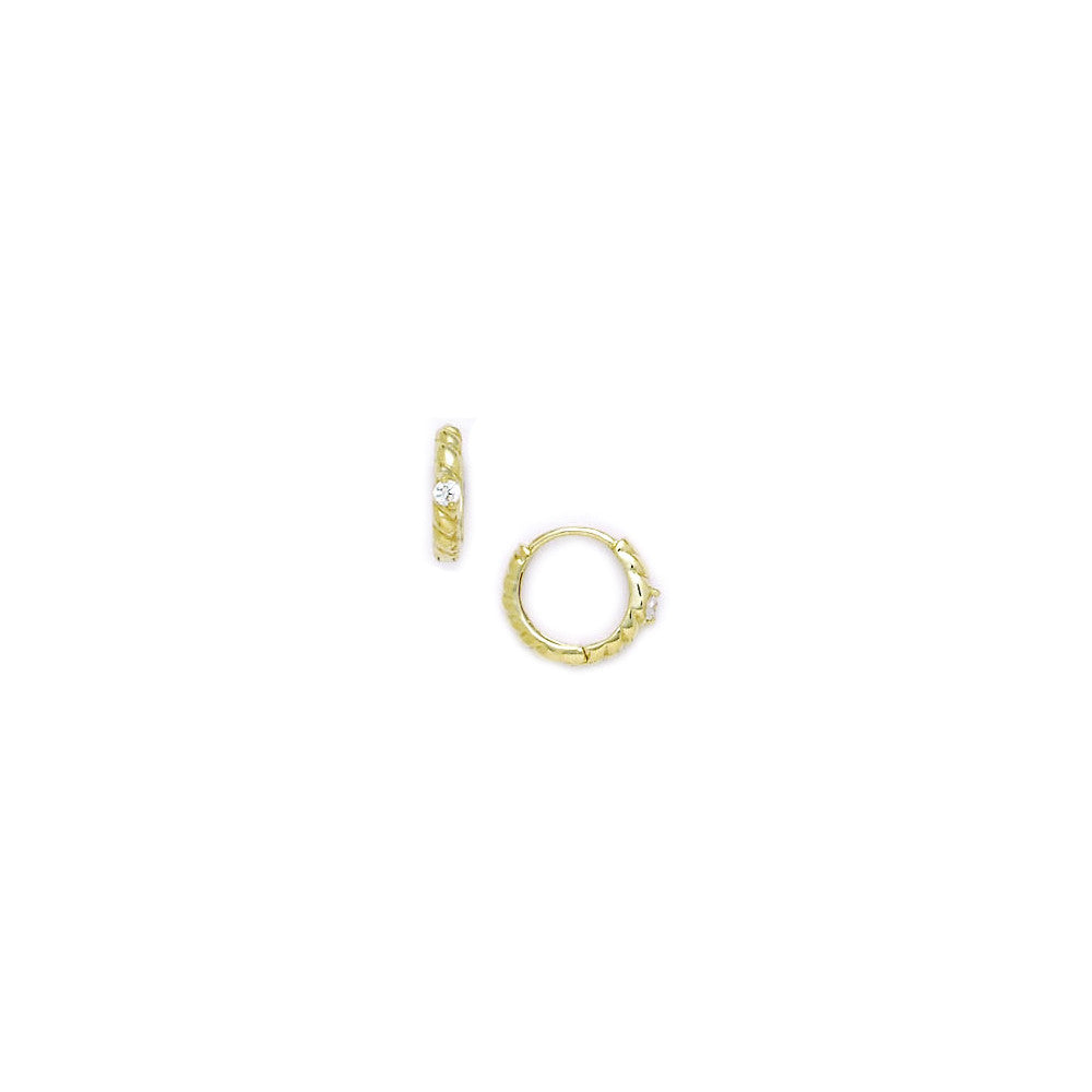 14k Yellow Gold CZ Stylish Huggy Earrings