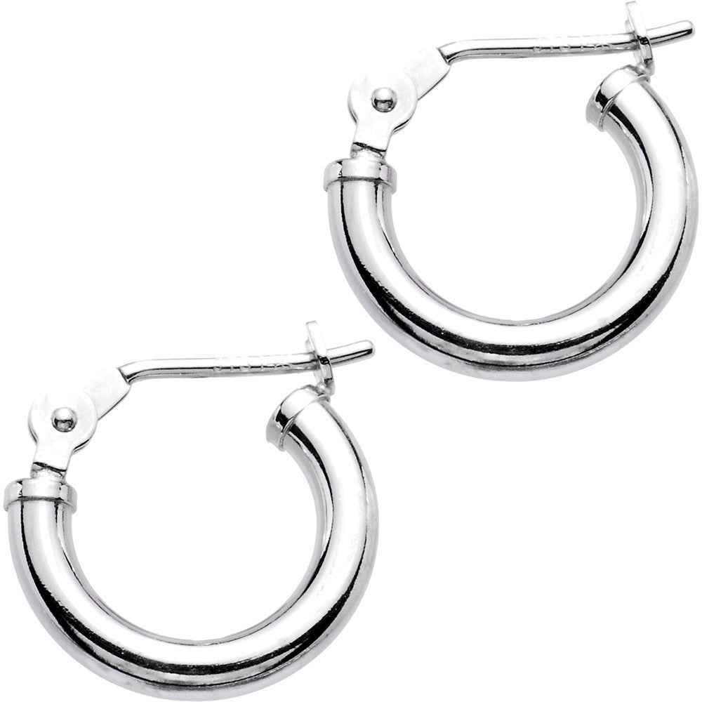14K White Gold 2mm 1/2 Inch Hoop Earrings